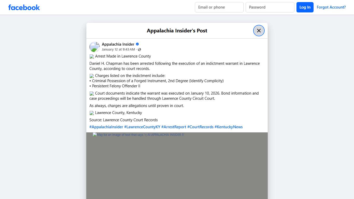 🚔 Arrest Made in Lawrence County... - Appalachia Insider Facebook