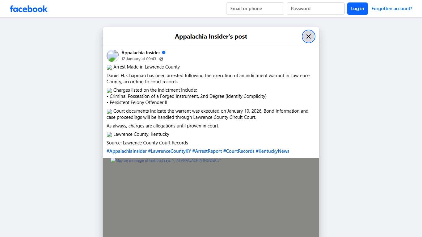 🚔 Arrest Made in Lawrence County... - Appalachia Insider Facebook